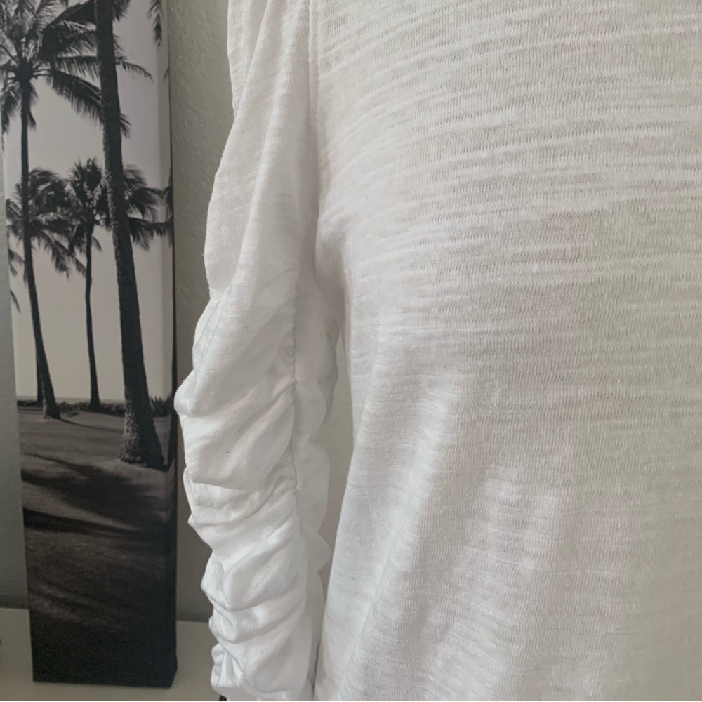 Free People We The Free long sleeved white tee shirt with ruched sleeves - Picture 6 of 9